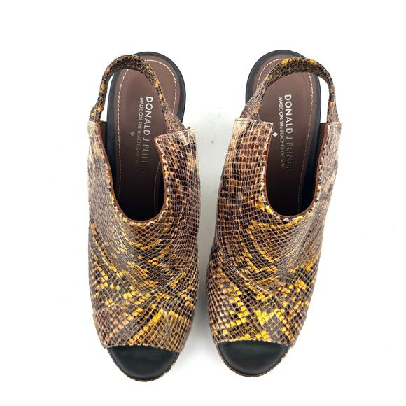 Donald J Pliner Snakeskin Open Toe Slingback High Heels Chunky Booties 9.5 - Picture 4 of 11